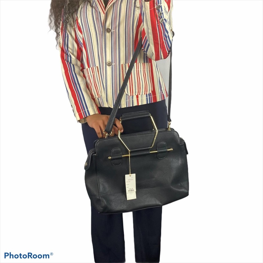 VEGAN Shoulder Leather Handbag Black